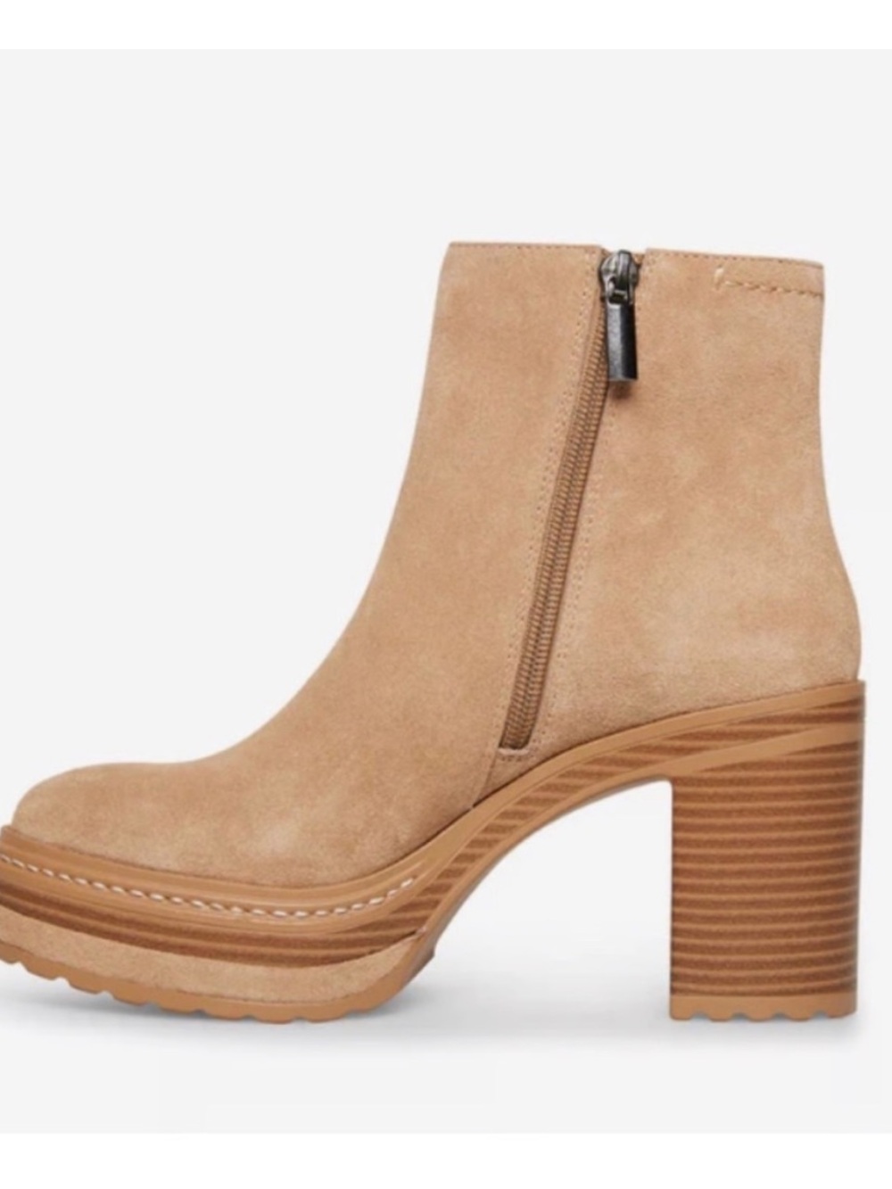 Steve Madden Tan Suede Platform Ankle Bootie